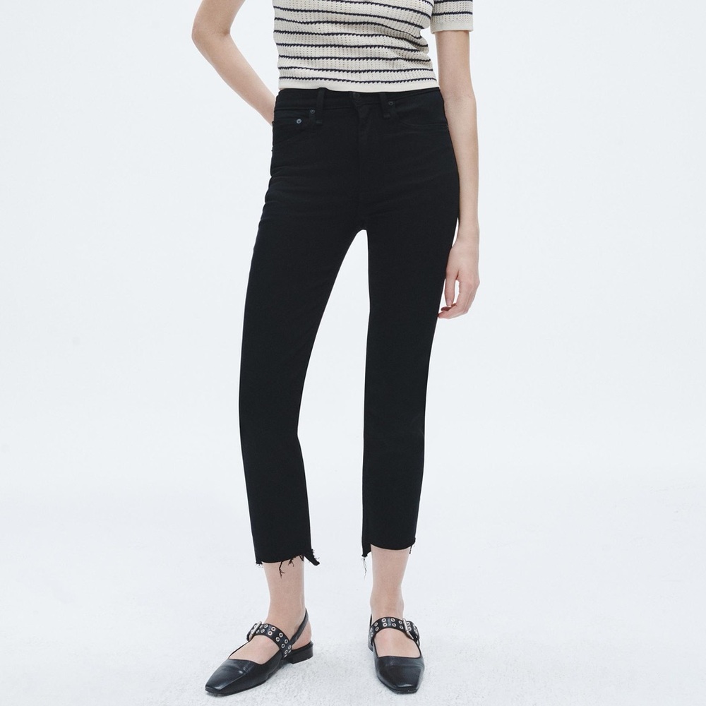 Rag & Bone Wren High Rise Slim Straight Step-hem Jeans size 27 in Black